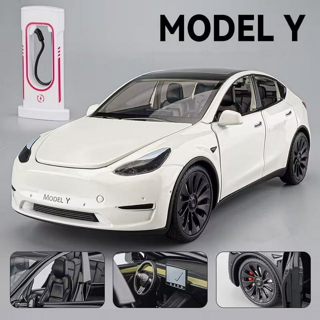 1:24 Model Y 3 S SUV Alloy Car Model Diecasts Metal Toy Vehicles Car Model Simulation Sound and Light Collection Childrens Gifts Model Y White