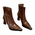 thumbnail image 6 of Brown Female Metal Pointed French Slim Heel Hollow Short Boots Leisure Shoes With High Heel And Stylish Details, 6 of 7