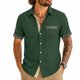 thumbnail image 2 of Ceisia Men's Loose Fit Short Sleeve Button Down Shirts with Geometric Print and Contrast Trim, Casual Summer Beach Tops Gifts, 2 of 5