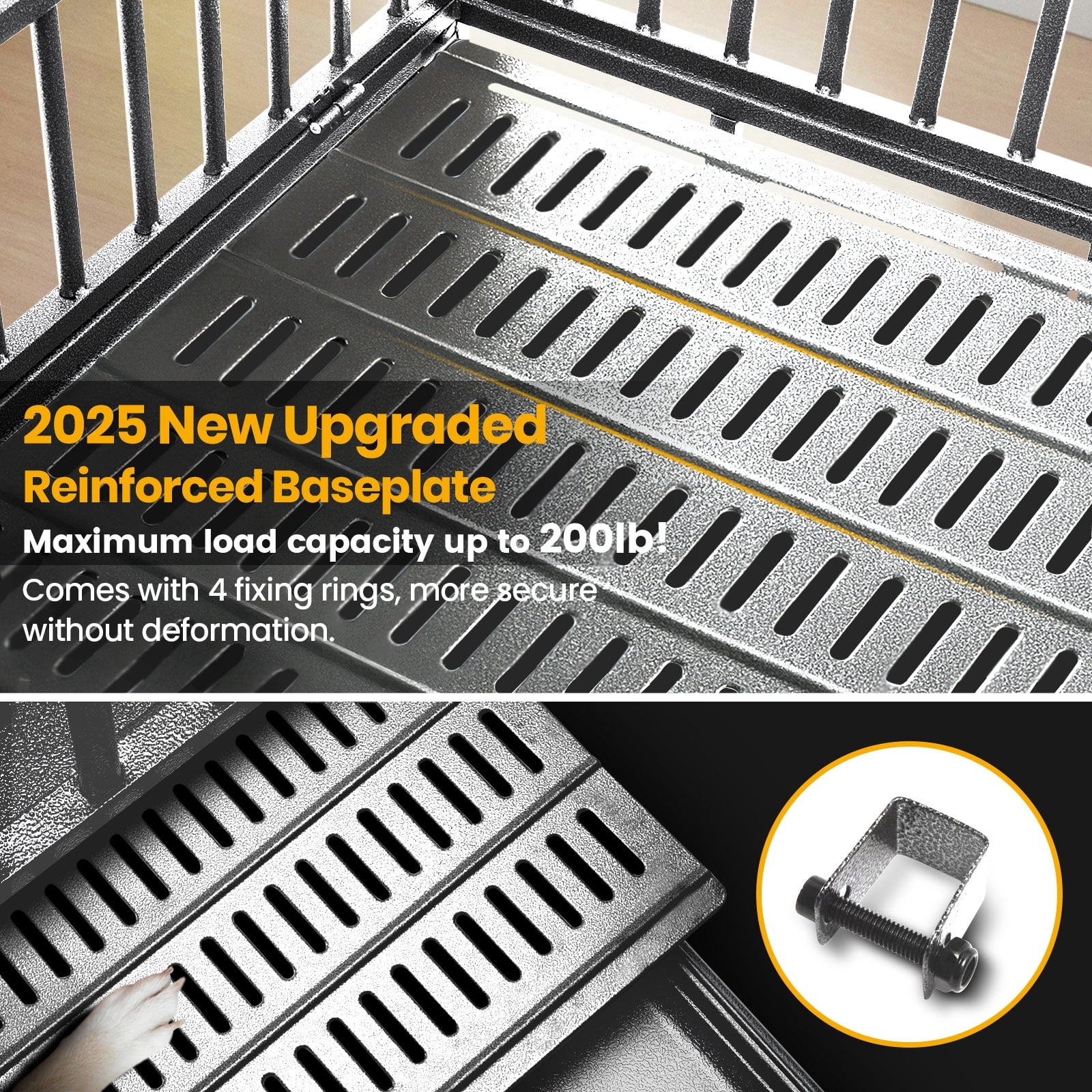 Heavy Duty Dog Crate With four Wheels, Dog Crates For Large Dogs, Double Door Strong Metal Dog Kennel With Removable Tray. Easily Removable Dog Cage For Travel And Transit. Apply For Indoor&Outdoor.