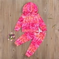 thumbnail image 3 of MHZLDYZ Clearance Clothes for Girls Toddler Girl Hoodie Long Sleeve Tie Dye Printed Top and Pants Set for 0 To 6 Years Girls' Clothing Sets (Hot Pink,130), 3 of 3