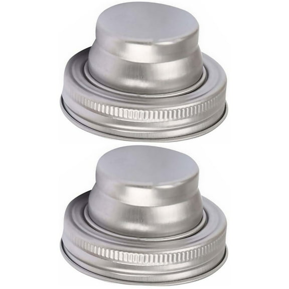 2 pcs Mason Jar Shaker Lid Stainless Steel Cocktail Shaker Lid for Bar (Silver)