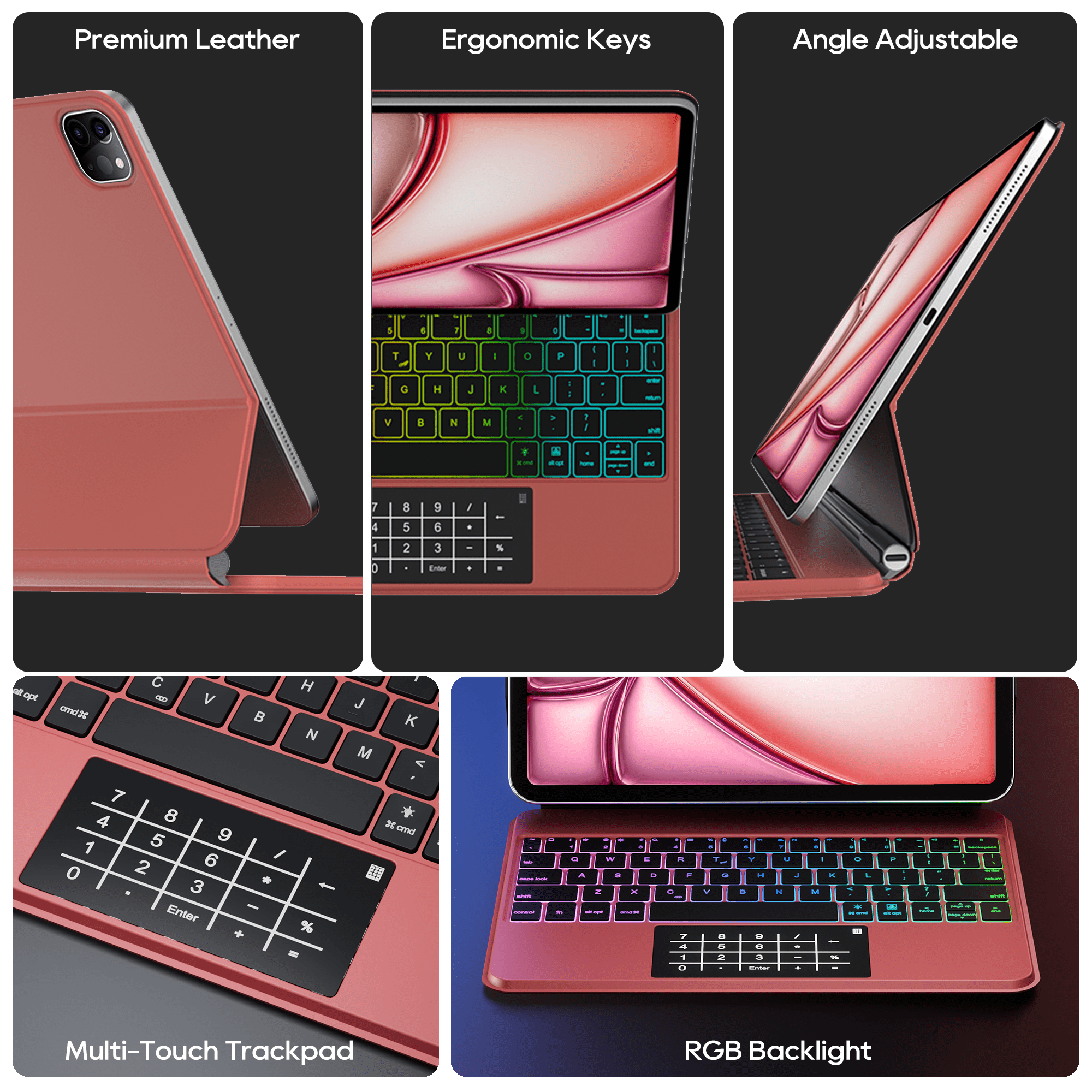 edaiser Stylus Pen + Wireless Magic Keyboard Case Compatible with Apple iPad Air 11 inch (M3/M2) 2025, iPad Air (5th/4th), iPad Pro 11-inch (4th-1st) Gen, Red
