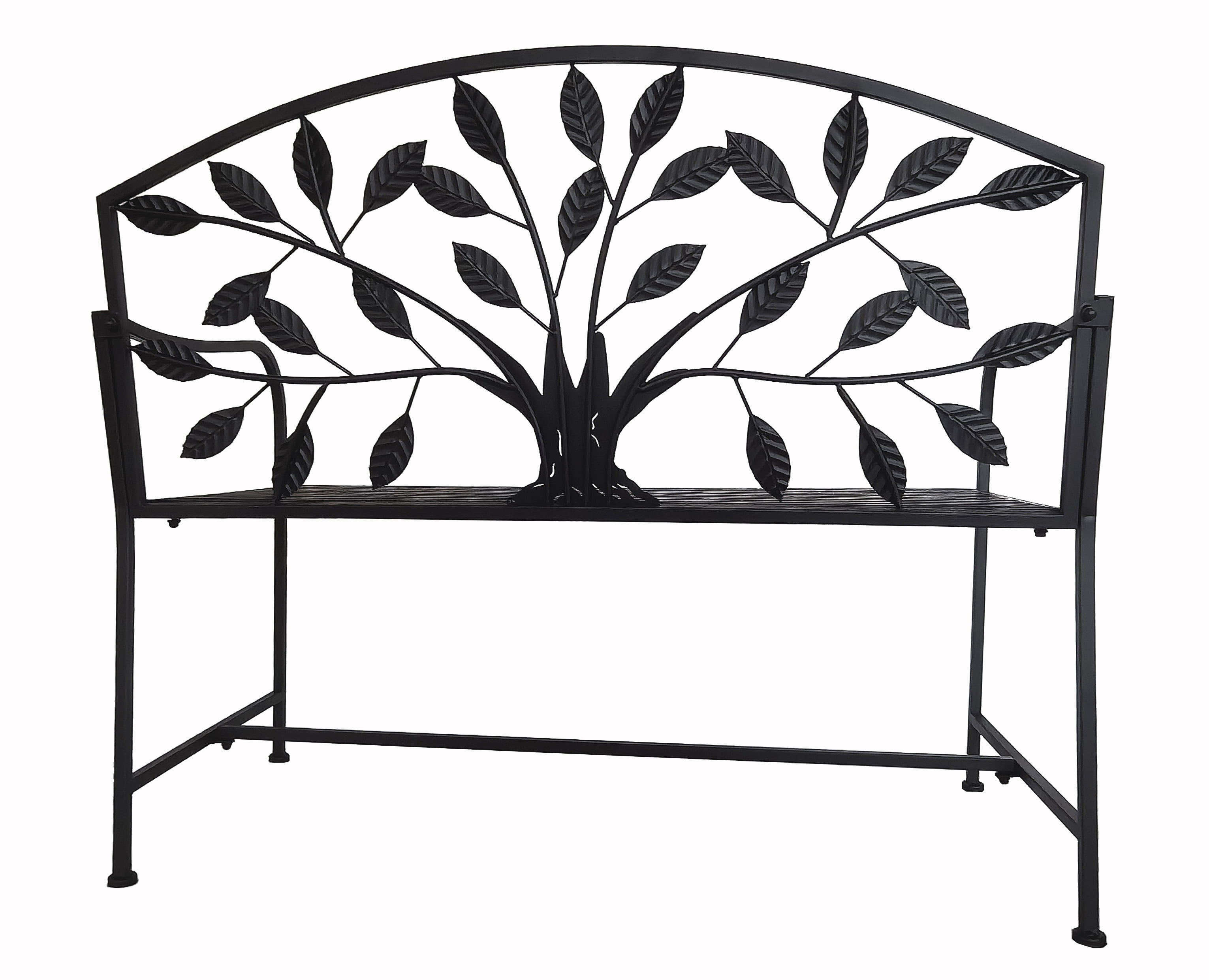 Hi-Line Gift Ltd 78683-BK Metal Garden Bench Tree Pattern-Black