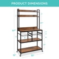 thumbnail image 7 of Best Choice Products 67in Counter-Height Baker's Rack w/ Locking Wheels, Adjustable Feet, 2 Wire Baskets - Brown/Black, 7 of 7