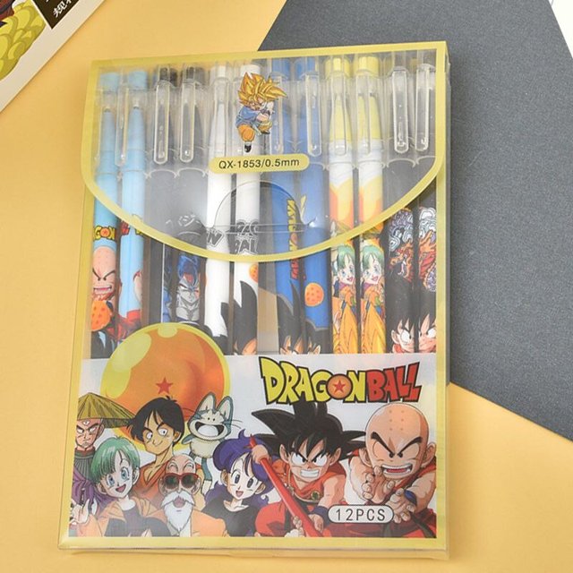 Dragon Ball-Bolígrafo de Gel Goku de 0,5mm, recambios de tinta negra, varillas de papelería borrables, bolígrafos de escritura, Cuadernos para examen escolar, suministros de regalo