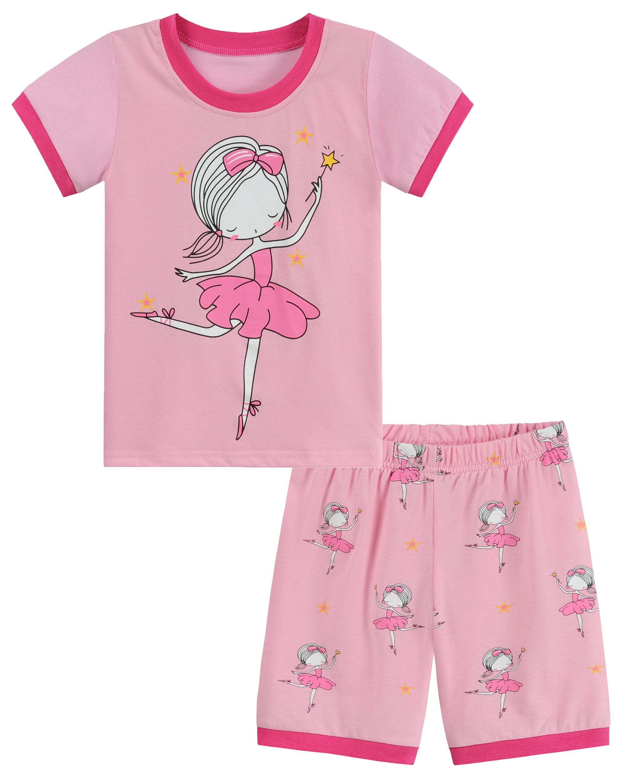 Little Hand Pajamas for Girls Short Sets Kids 100% Cotton Flamingos Sleepwear Toddler Pjs Summer Clothes Shirts