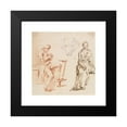 thumbnail image 2 of Claude-Joseph Vernet 20x20 Black Modern Framed Museum Art Print Titled - Sheet of Studies: Seated Man, Head of a Dog, Seated Woman (1700s), 2 of 5