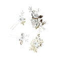 thumbnail image 4 of Sonducket 4 Uds. De peinetas de flores para boda, conjunto de tocados elegantes para niñas, tocado de novia, adorno de vestir para mujer, blanco Type2 NO2, 4 of 6