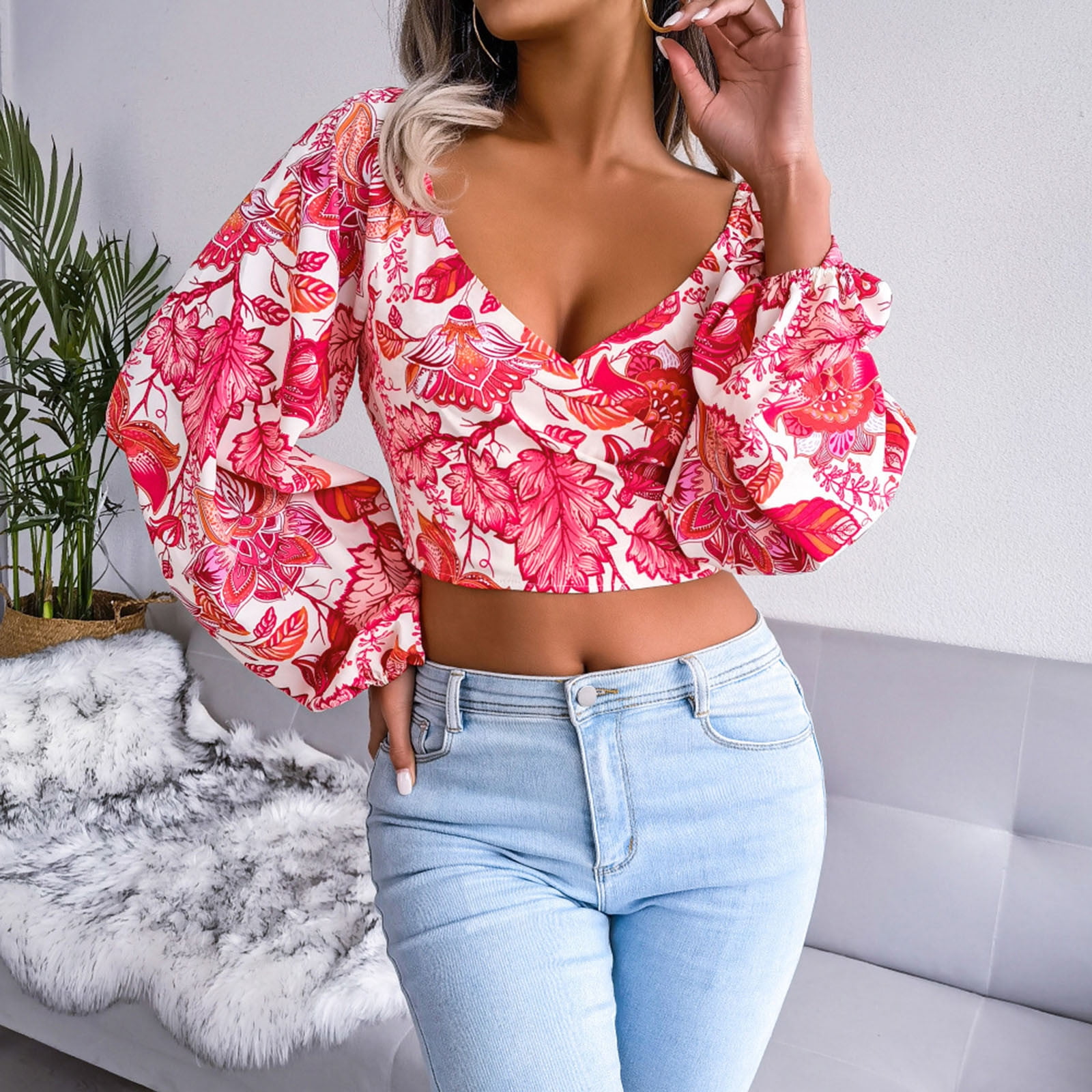 style floral chiffon tops
