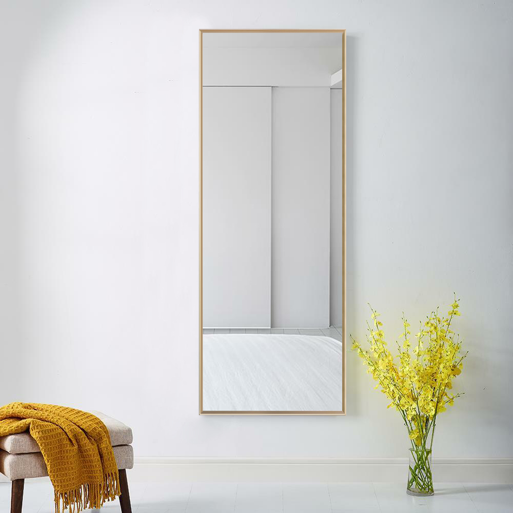 65"x22" Rectangular Full Length Floor Mirror with Stand Pure Gold