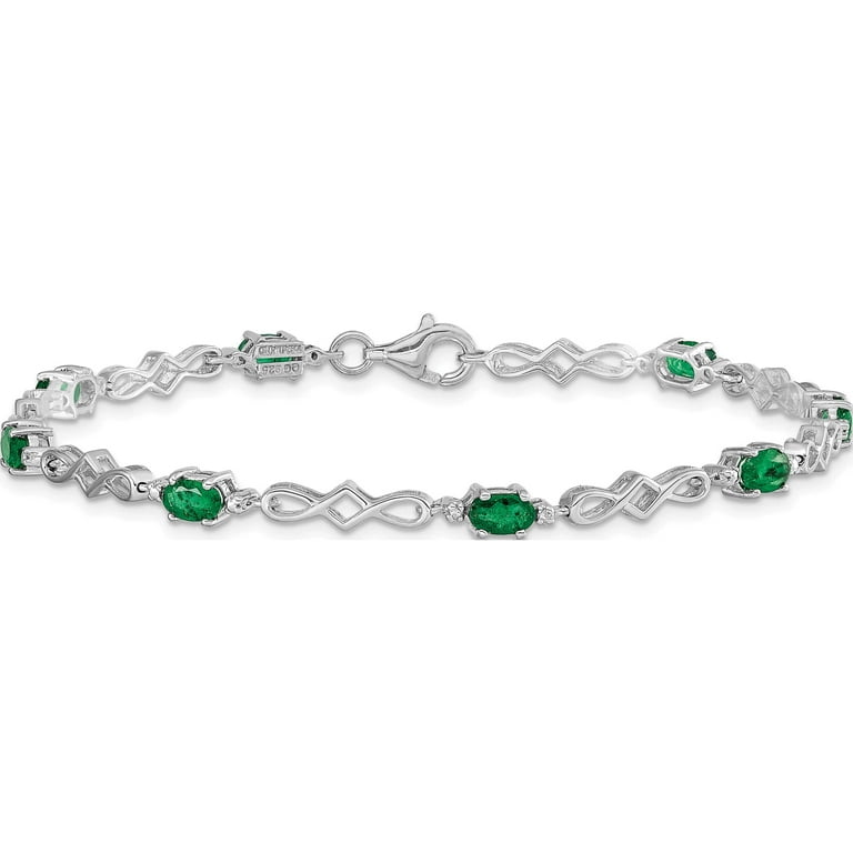 アクセサリー EmeraldValleyTurquoise sterling bracelet Oval Lab-Created Emerald and Diamond Accent Frame Bracelet