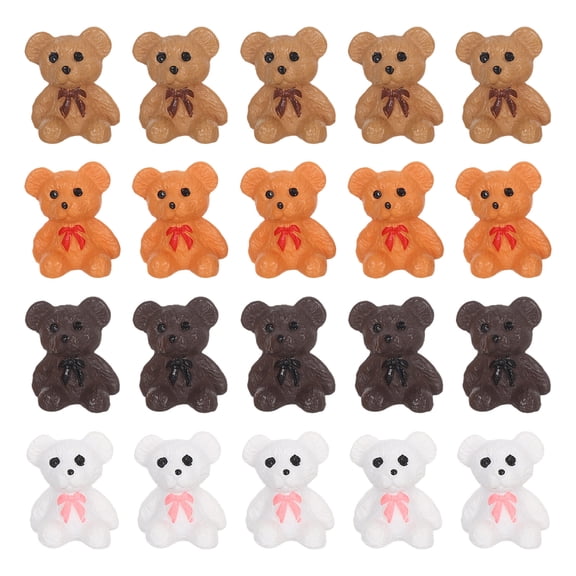 EXHUMKY Adorable Tiny Bear Figurines Assorted Color Plastic for Decoration