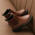 thumbnail image 6 of CYRBOKO Girls Riding Boots, Leather Winter Lug Sole Thermal Chelsea Boots Brown Size 1 (Big Kids), 6 of 8