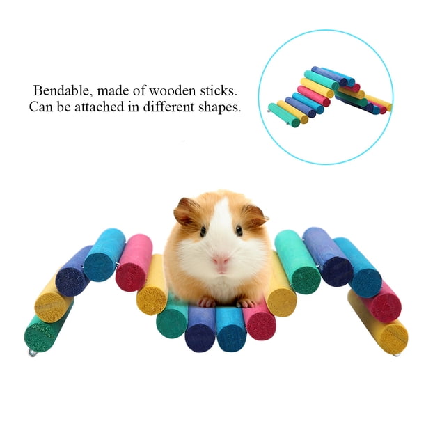 Pequeño de Madera Chew Toy Flexible Roedor Chew Stick Hamster Hamster Rater -Twulbing Toy Con Palos Coloridos para Mascotas Hábitat