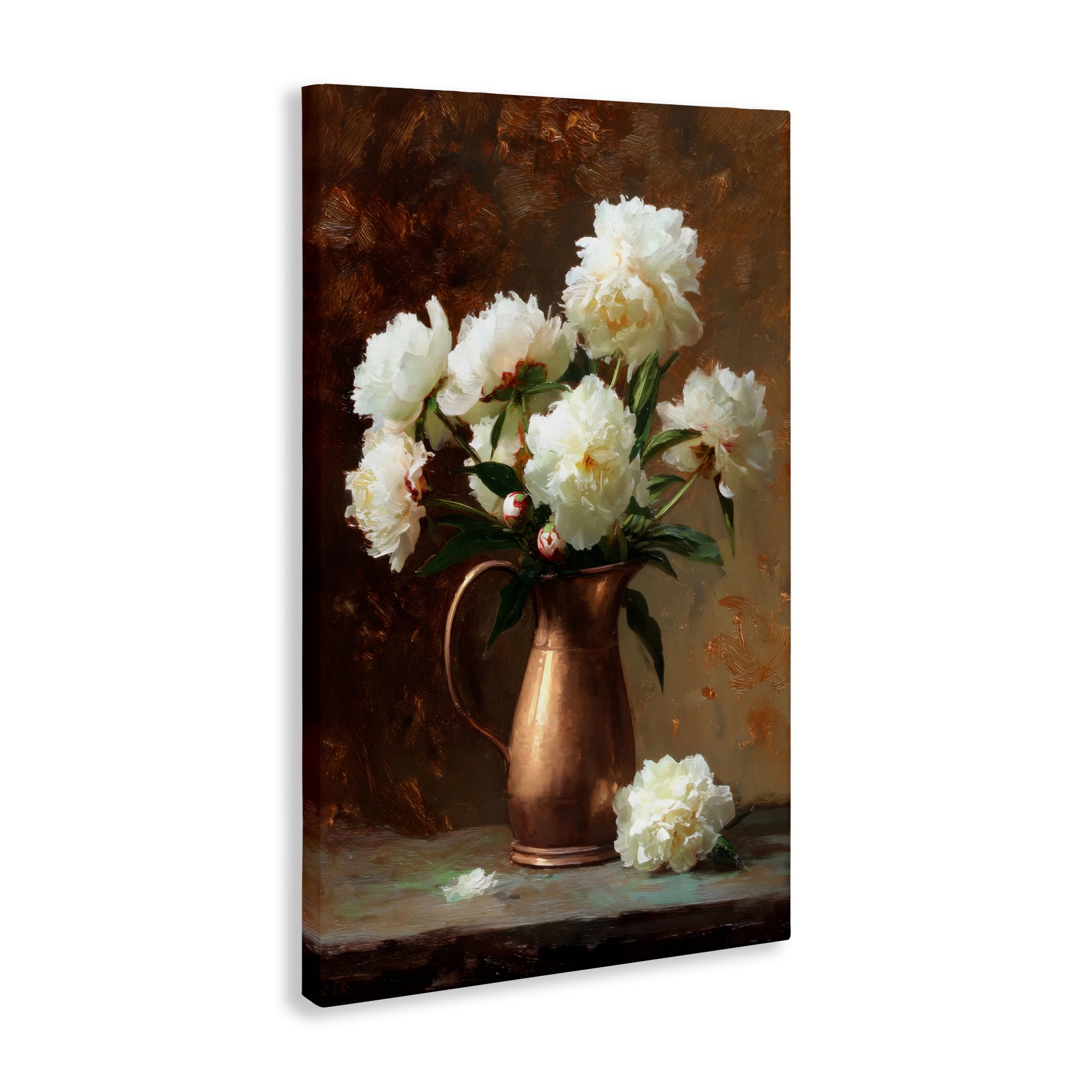 Stupell Industries Bronze Vase Peonies Canvas Wall Art, design by Petal Prints Design