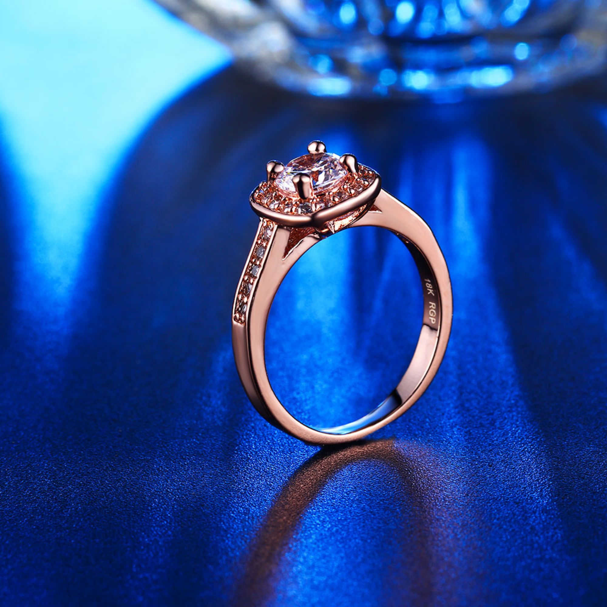 Renee Halo Engagement Ring Cz Women Gold Plated Ginger Lyne Collection