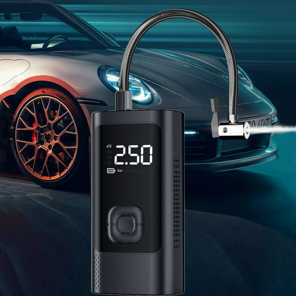 Portable Tire Inflator Air Pump with LCD, LED Light and Power Bank, Fast Wireless Rechargeable Mini Air Compressor for Car Bike Motorcycle Balls