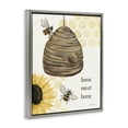 thumbnail image 4 of Stupell Industries Sweet Home on Honeycomb Botanical & Floral Painting Gray Floater Framed Canvas Art Print Wall Art, 17 x 21, 4 of 10
