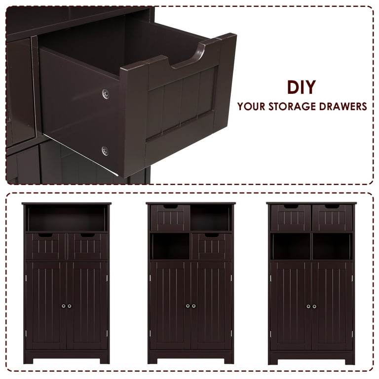 Homfa 2 Tier Shelves Bathroom Storage Cabinet, Wood Storage Floor