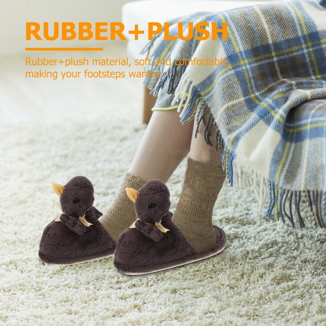 unbranded 1Par Pantuflas Cálidas De Para Mujer Con De Pato Suela Antideslizante Colores Variados