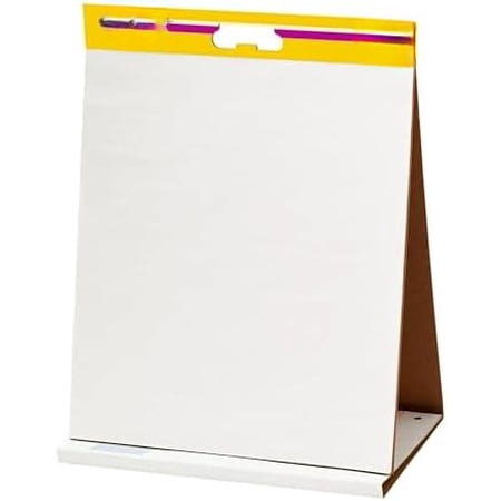 Super Sticky Tabletop Easel Pad, Great for Virtual Teachers and Students, 20 x 23 Inches, 20 Sheets/Pad, 1 Pad (563R), Portable White Premium Self Stick Flip Chart Paper, Built-in Easel Stand