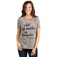 thumbnail image 2 of What She Tackles She Conquers Women's Fashion Relaxed T-Shirt Tee Heather Tan Medium, 2 of 3