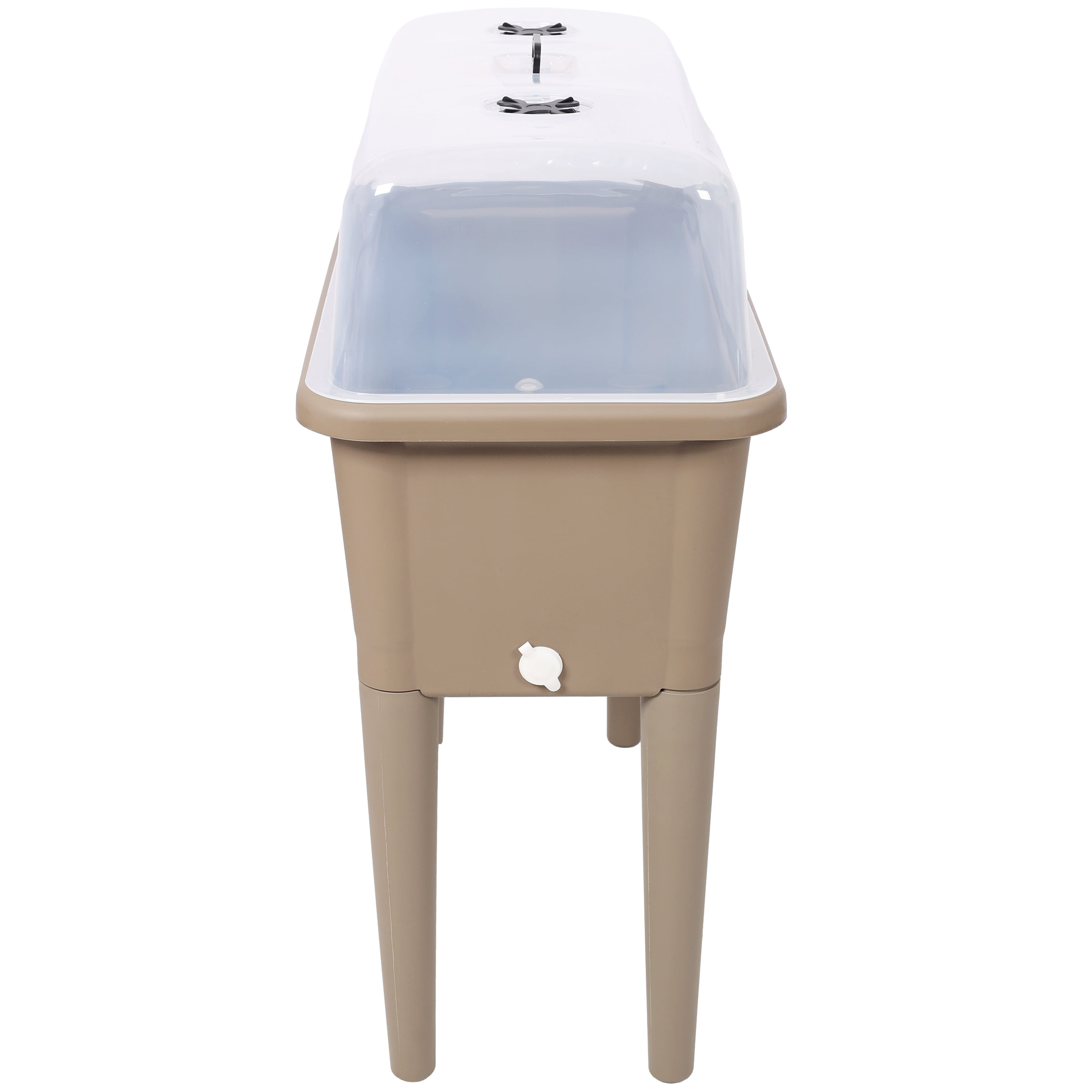 2PCS Light Brown Self-Watering Raised Garden Bed, Elevated Planter Box with Ventilated Transparent Greenhouse Lid & Removable Legs for Vegetables and Flowers