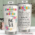 thumbnail image 2 of SANDJEST Sister Birthday Gifts from Sister Tumbler Life is Sweeter with a Sister Big Sister- 20oz Stainless Steel Insulated Travel Mug for Sissy Christmas Tumblers Gifts from Brothers, Sisters, 2 of 5