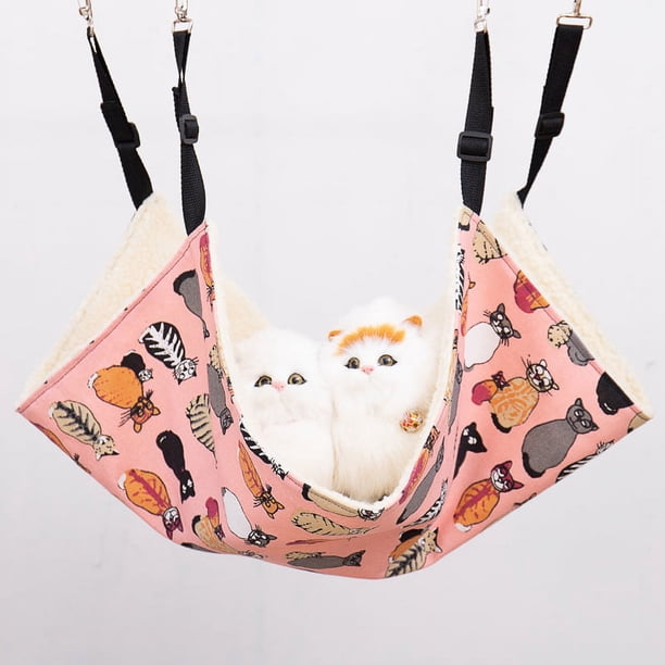 Hamaca para gatos, alfombra para gatos de casa de otoño e invierno, hamaca de jaula de hierro para gatos de felpa, cama colgante para gatos con arena para gatos, hamaca con jaula para hámste