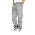 thumbnail image 2 of hirigin Men's Casual Cargo Sports Trousers, Drawstring Elastic Waist Loose Thicken Dance Jogger Pants, 2 of 4