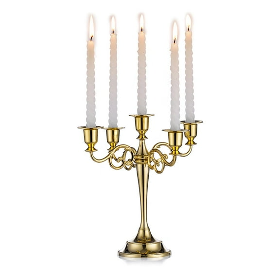 Sziqiqi Gold Candelabra 5 Arm Gothic Candle Holder for Halloween Decoration 10.6"H