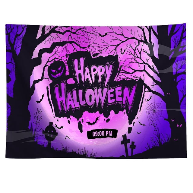 Tapestry Happy Halloween para pared, 150 x 150 cm, microtela de fibra