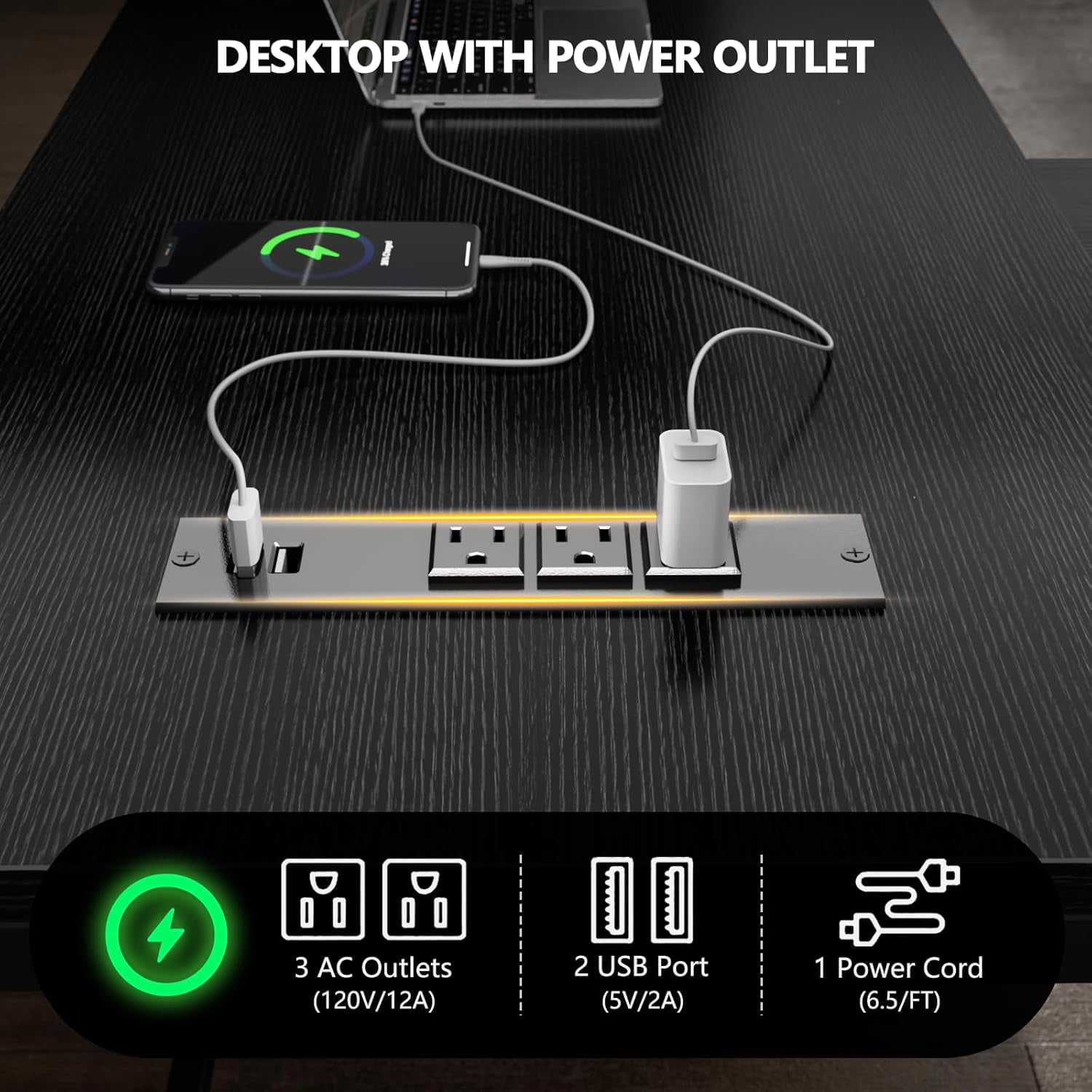 FeGeMax 59 inch L Shaped Computer Desk with Power Outlets, Home Office Desk with 4 Adjustable Storage Drawers & 2 Monitor Stands, Two Person Gaming Table for Bedroom, Black