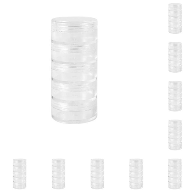 Inteprter Cilindro multicapa Contenedores apilables Collar Pendientes Stud Cajas Joyas Plástico Organizador transparente S S 10Conjunto
