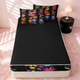 thumbnail image 4 of Erosebridal Kawaii Floral Zipper Twin Comforter Sets with Fitted Sheet and 2 Pillowcases, Groovy Blossom Zipper Bedding Set, Black Reversible, Multicolor Floral, Black Reversible, 4 of 7