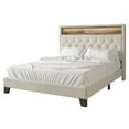 thumbnail image 2 of Castle Place LED Light Nailhead Trim Linen Upholstered Bookcase Bed, Warm Grey, Full, 2 of 7