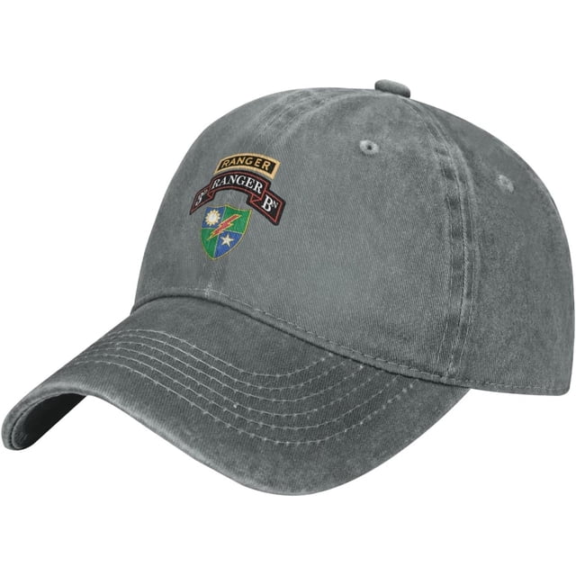 3rd Battalion 75th Ranger Regiment with Ranger Denim Trucker Hat Baseball Cap for Men Cowboy Dad Black