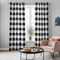thumbnail image 5 of Black and White Plaid Kitchen Curtains 84 Inch Length, Farmhouse Checkered Buffalo Grommet Top Bedroom Living Room Curtains, Light Filtering Cafe Curtain Drapes 2 Panels Set 84''x84'', 5 of 9