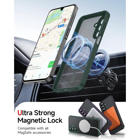 CHISHZL-for Samsung Galaxy A17-5G Phone Case: Samsung A17 Phone Case [Magnet Fit] with Screen Protector, Frosted Translucent Samsung A17 5G Case Soft-Touch Skin Protection for Galaxy A17 Cover, Green