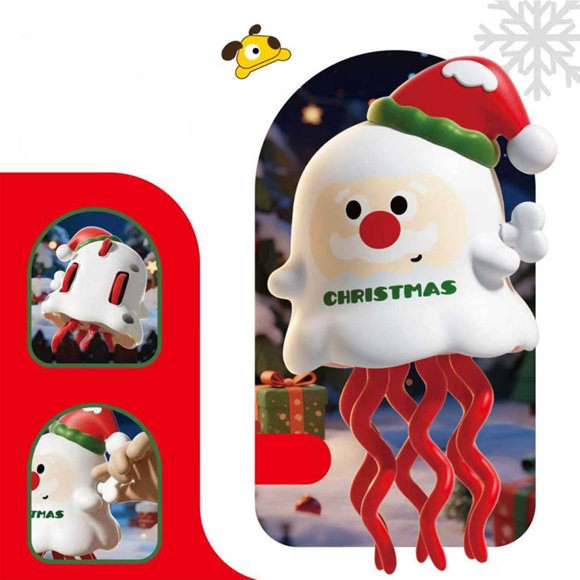 Pulpos bailarines de cuerda con temática navideña y reno de Papá Noel. Ideales para gatear y bailar, para aliviar el estrés infantil.