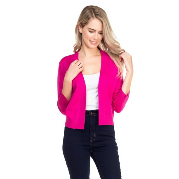 ShezPretty Women's Bolero 3/4 Sleeve Cropped Open Front Short Shrugs