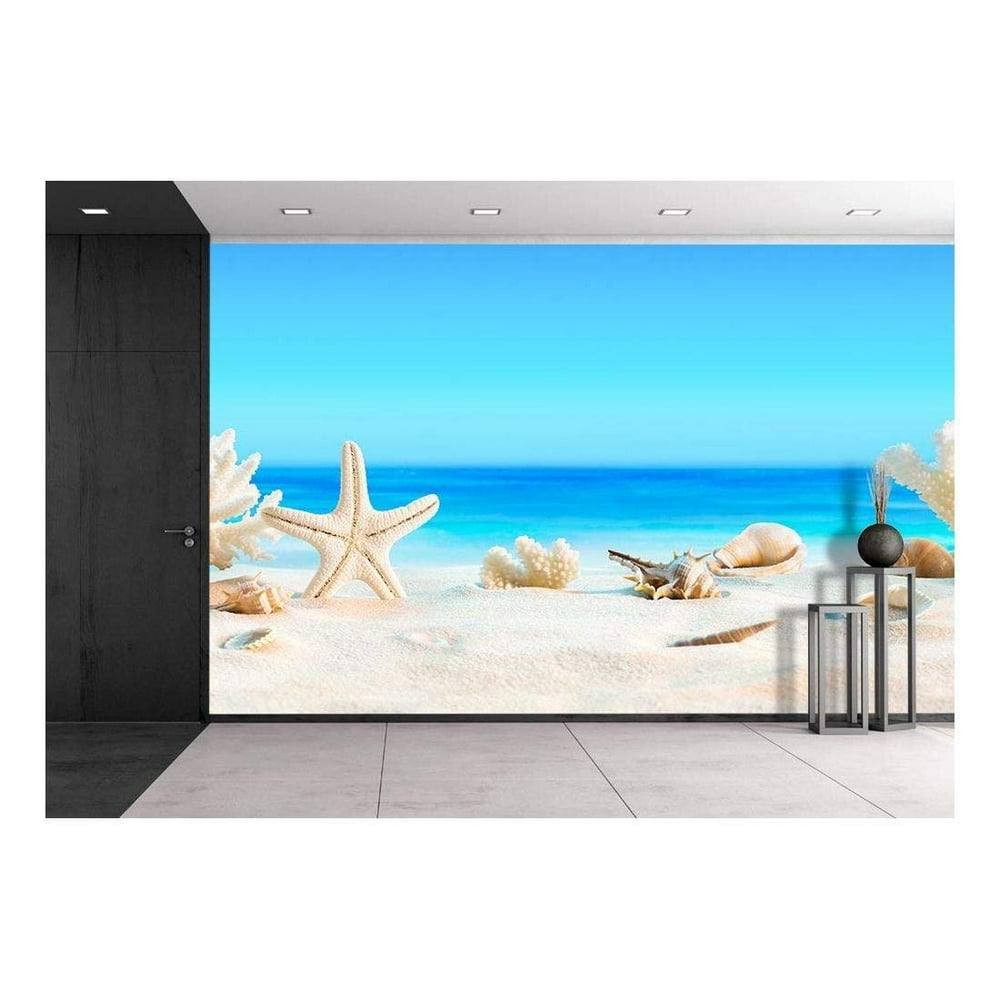 wall26 Landscape with Seashells on Tropical Beach Summer Holiday Removable Wall Mural Self
