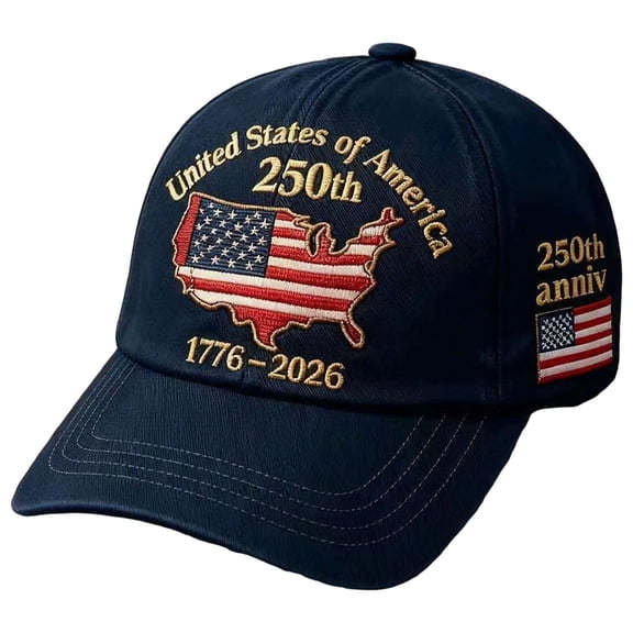 WUANDIXFA Trucker Hats USA 250th Anniversary Hat, Adjustable 250th Anniversary Printed Patriotic Baseball Caps, Retro Washed Hat Navy,One Size