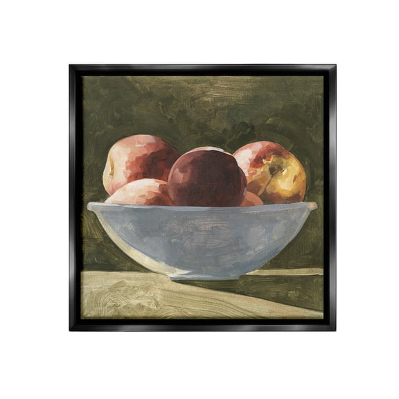 Stupell Industries Shadowed Apples Still Life Food & Beverage Painting Black Floater Framed Canvas Art Print Wall Art, 18 x 18
