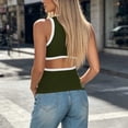 thumbnail image 6 of VBVC Women's Contrast Trim Side Cutout Ribbed Tank Top , Ladies' Slim Fit Sleeveless Cami , Summer Y2K Trendy Streetwear Shirt For Women,Army Green,S-2XL, 6 of 7