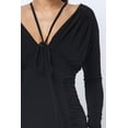 thumbnail image 5 of Long Sleeve Midi Dress With Low V Neck Front And Back With Ruching On Sides And Chest M, 5 of 6