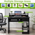 thumbnail image 5 of 41.5" Modern Computer Desk with Drawer and Keyboard Tray, PC Laptop Table Study Writing Workstation for Home Office，Black, 5 of 10