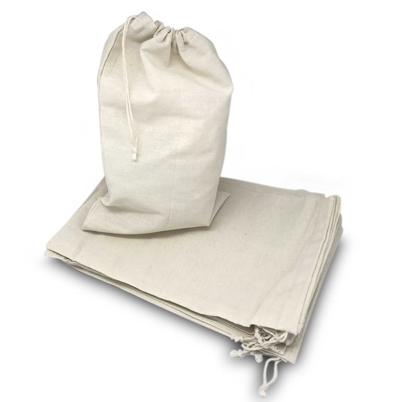 The Display Guys Lot de 24 Sacs en Mousseline de Coton Réutilisables 8x12 avec Cordon de Serrage - Multi-Usages - Cadeaux, Linge, Courses