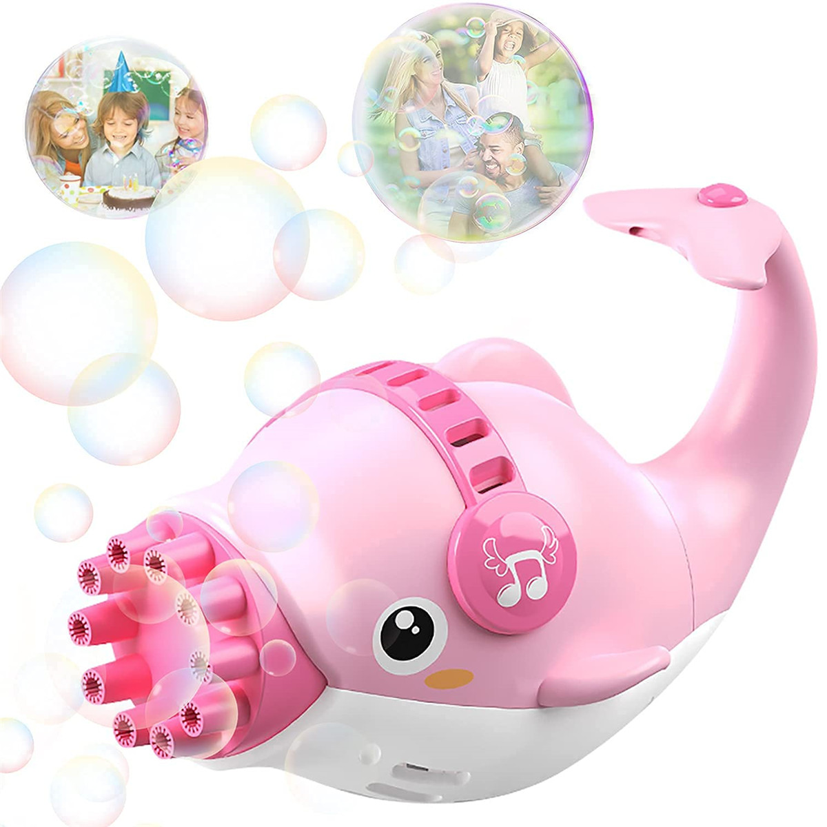 Outdoor Bubble Machine for Kids Electric Automatic Dolphin Bubble Blower Toy 10 Holes Party